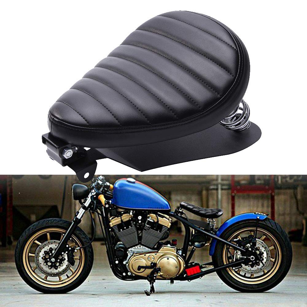 Custom Motorradsitz Solo Sitz, Motorrad Leder Solo Sitz W/Halterung Federhalter Kit Grundplatte für