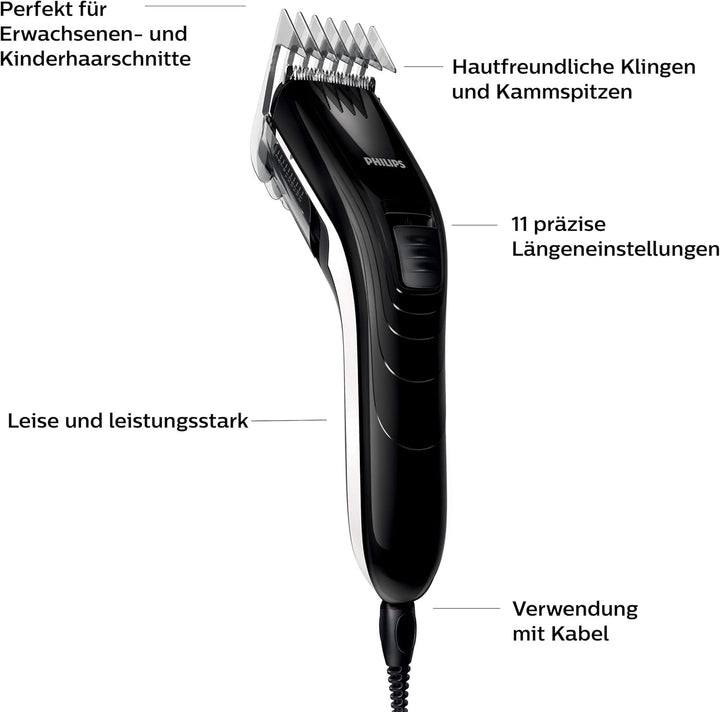 Philips Haarschneider f. d. ganze Familie QC5115/15 Edelstahlklingen, 11 Längeneinstellungen, Verwen