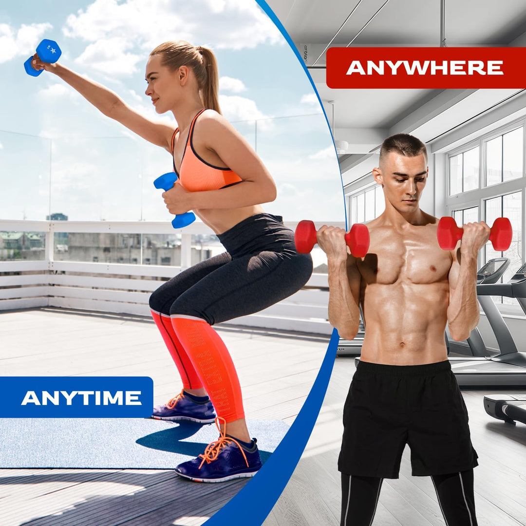 Yes4All Neopren Hanteln Set Gewichte, 2er-Sets, 1kg, 1.5kg, 2kg, 3kg, 4kg, 5kg, Dumbbells Set für Kr