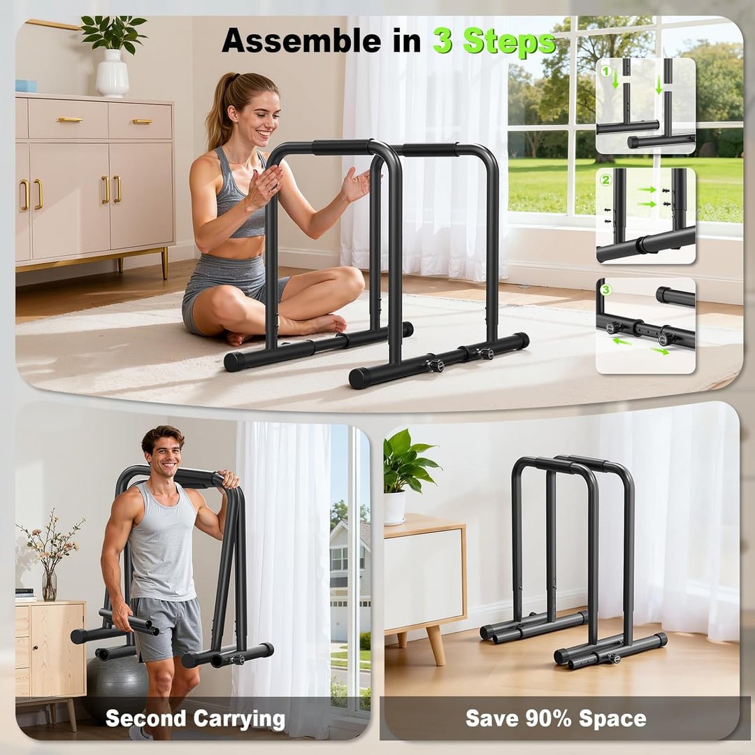 Dskeuzeew Dip Bars Einstellbare Dip Bars mit Sicherheitsverbindern Höhenverstellbar Parallettes Cali