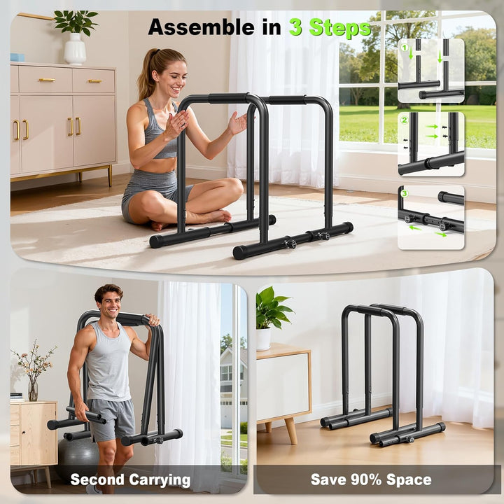 Dskeuzeew Dip Bars Einstellbare Dip Bars mit Sicherheitsverbindern Höhenverstellbar Parallettes Cali