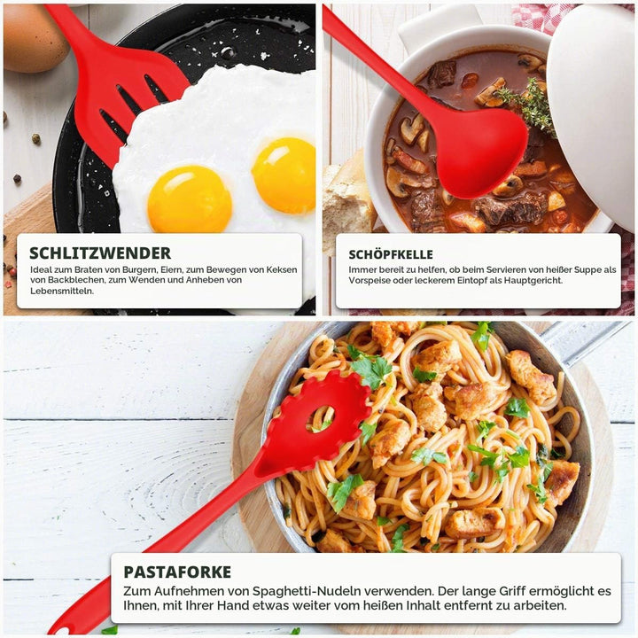 COVVY 10 Stück Silikon Küchenhelfer Set Küchen Backen Set Hitzebeständigkeit bis zu 230°C für Jede K