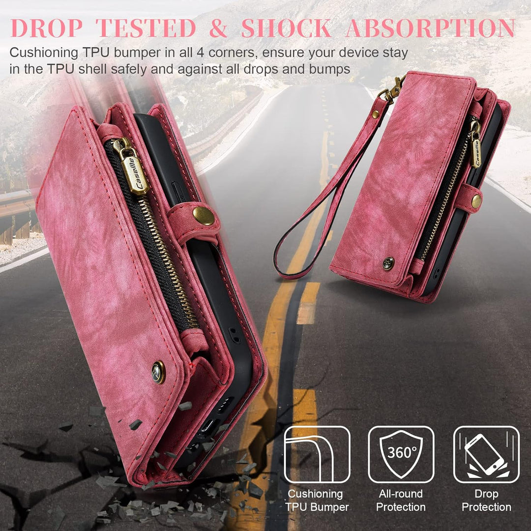 UFinetech iPhone 14 Pro Hülle, Flip Leder TPU Stossfeste Kartenfach Tasche Handyhülle iPhone 14 Pro