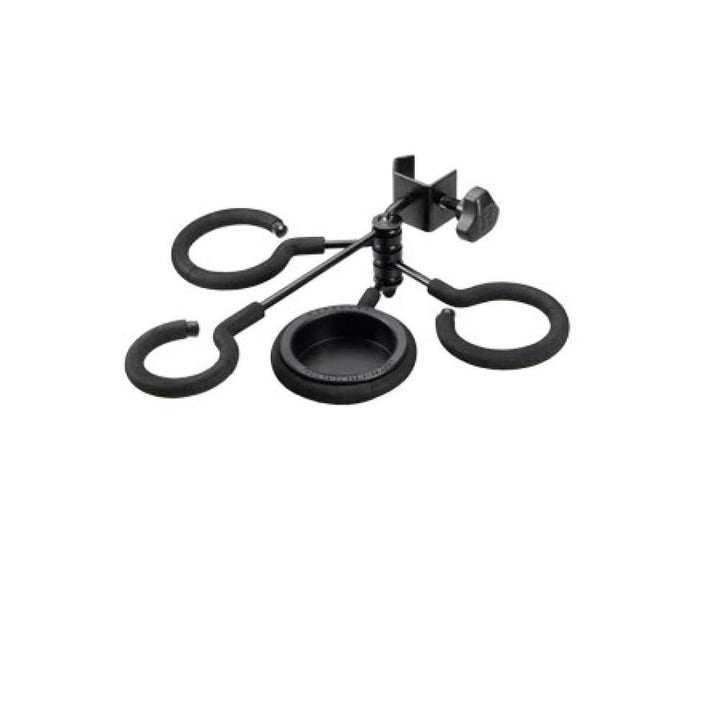Hercules Schalldämpferhalter, 4 Ringe, 3 Durchmesser, mit Zubehörschale Modern, Modern