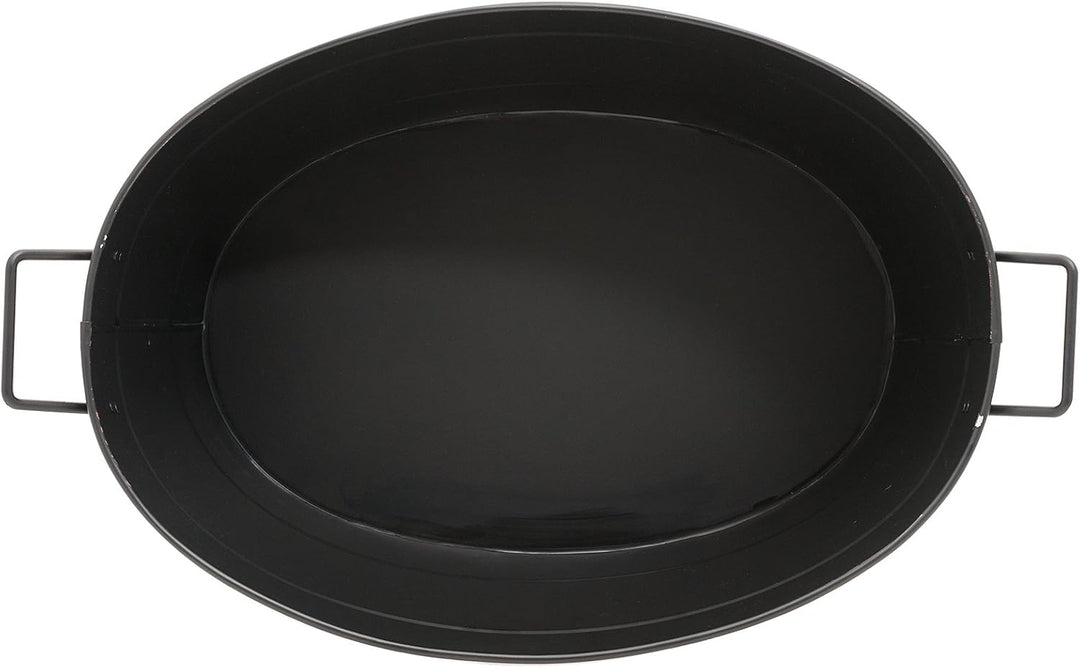 Achla Designs Ovale Wanne aus verzinktem Stahl C-51BK - Schwarz Holzwanne, Holzwanne