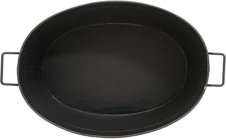 Achla Designs Ovale Wanne aus verzinktem Stahl C-51BK - Schwarz Holzwanne, Holzwanne