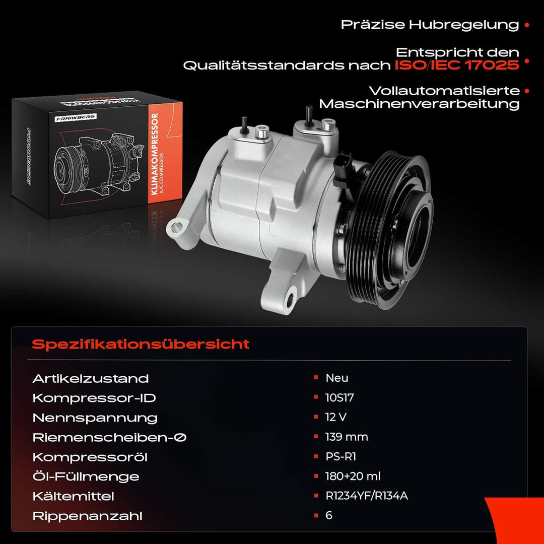 Frankberg Klimakompressor Kompatibel mit Cherokee KK 3.7L Benzin 2008-2013 Nitro 3.7L Benzin 2007-20