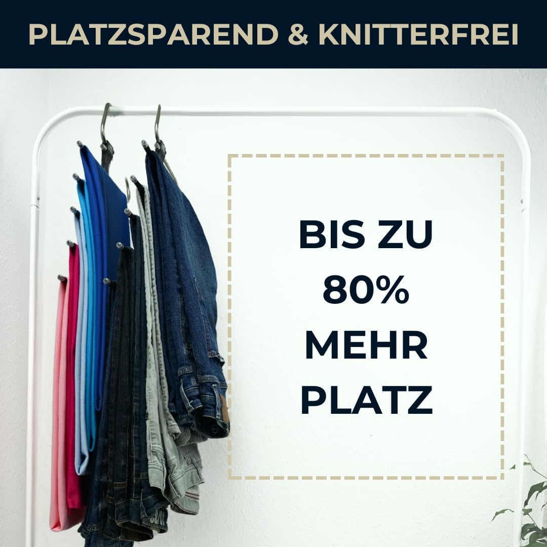 Kleiderbügel platzsparend 2X mehrfach Hosenbügel mit Rutschschutz - 5in1 Hosenaufhängung - Kleidersc