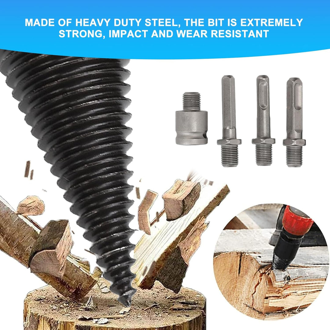 5 Stück Holzspalter-Bohrer, abnehmbare Stahl Brennholz Kegel Bohrer, Bohrer Schraube Kegel Treiber,