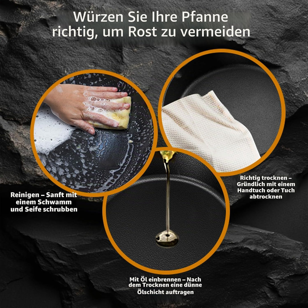 KICHLY Vorgewürzt Gusseisen Skillet 12 Zoll, Safe Grill Kochgeschirr für den Innen- und Aussenbereic