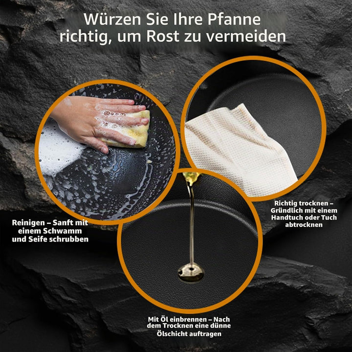 KICHLY Vorgewürzt Gusseisen Skillet 12 Zoll, Safe Grill Kochgeschirr für den Innen- und Aussenbereic