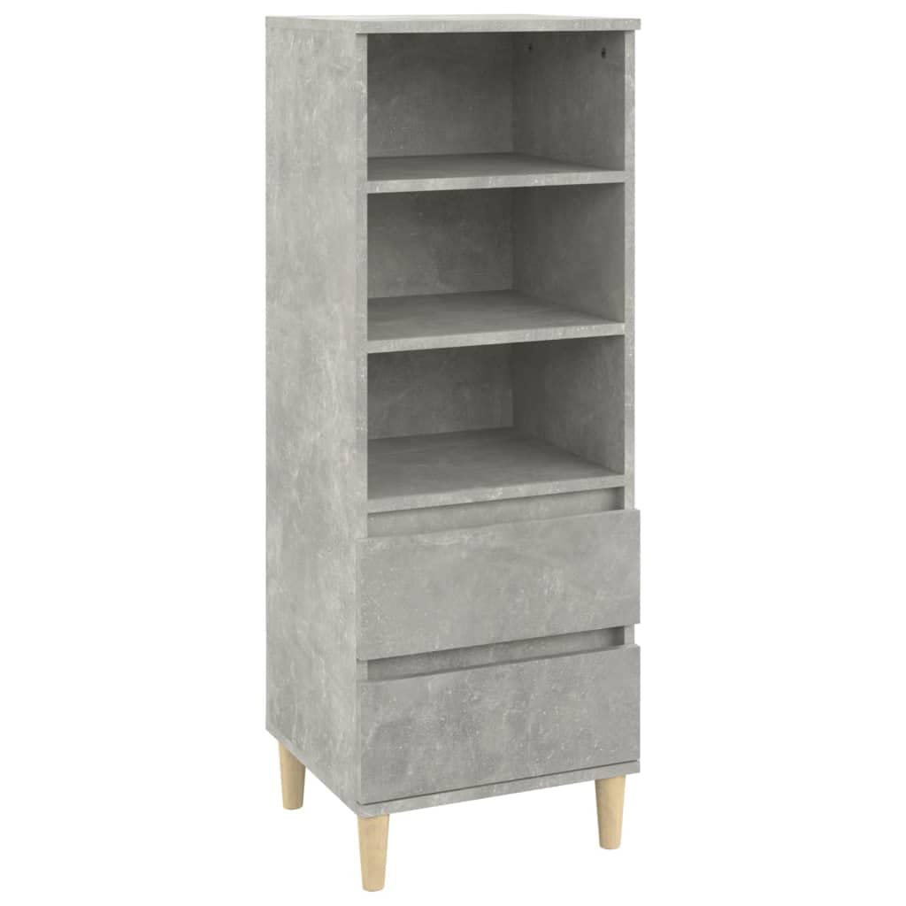 Makastle Modern Hochregal mit 3 offene Fächer & 2 Schubladen, Vitrinenschrank Bücherregal Bücherschr