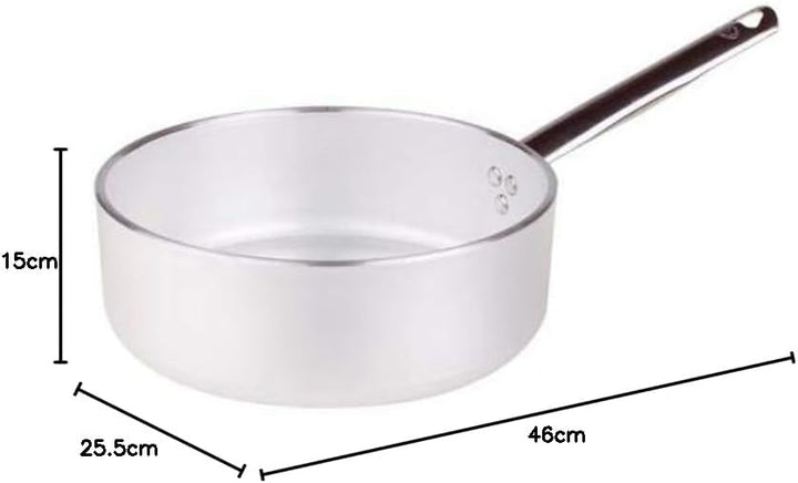 Pentole Agnelli Linie Aluminium Profi Schmortopf mit einem Griff, Stärke 5 mm 24 cm Silber/schwarz,