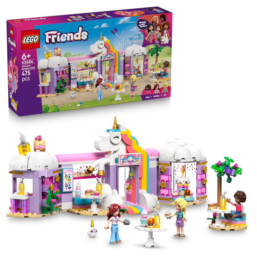 LEGO Friends Einhorn-Traumcafé - Spielzeug Kuchenladen mit 3 Mini Puppen, Kasse & Spielzeug Lebensmi