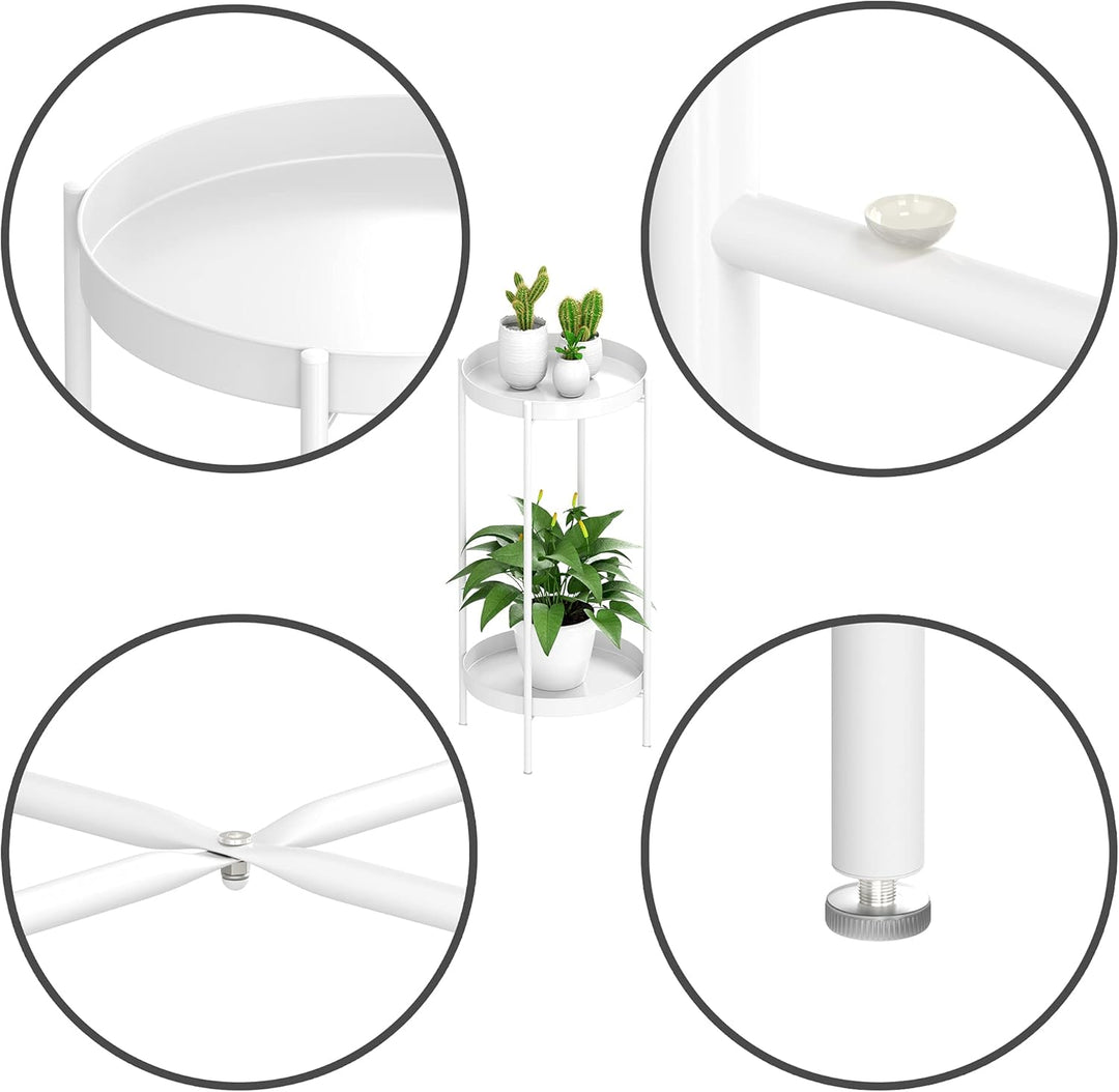 Ovicar Pflanzenständer für drinnen und draussen, Metall, Blumentopfhalter, Tisch, 2 Etagen, hoch, ro