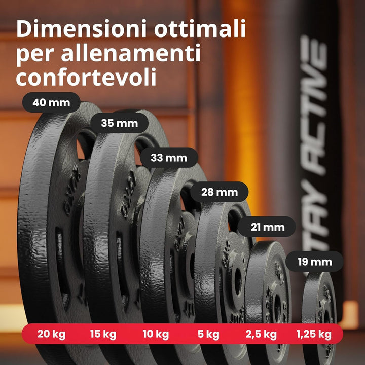 Hop-Sport 20 kg Gusseisen Hantelscheiben 30mm Set 4 x 5 kg / 2 x 10 kg - Guss Gewichte Hantel Set 30