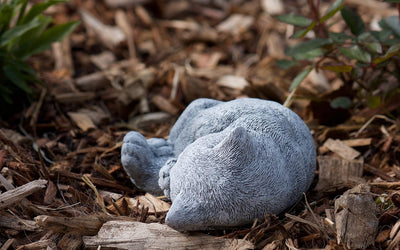 stoneandstyle Steinfigur Katze Minka träumend, massiver Steinguss, Frost- und wetterfest bis -30°C