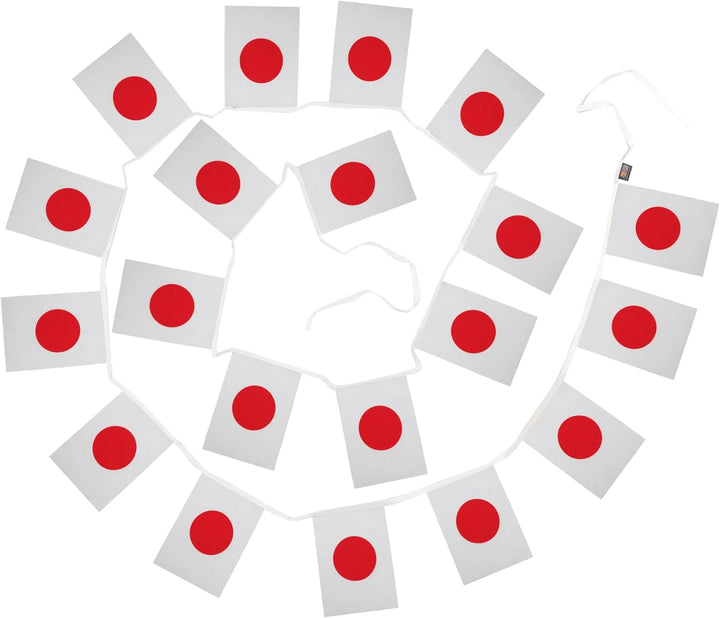 AZ FLAG FAHNENKETTE Japan 12 Meter mit 20 flaggen 45x30cm- JAPANISCHE Girlande Flaggenkette 30 x 45