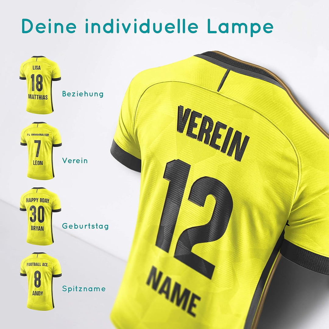 Elbeffekt Trikotlampe für Dortmund Fans aus Holz - personalisierbares Geschenk - schenke dein indivi