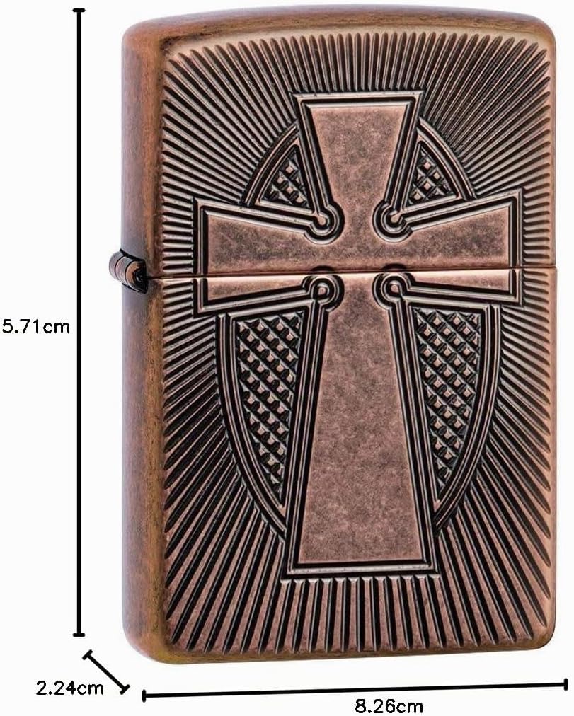 ZIPPO - Deep Carve Cross Design - Antique Copper, Deep Carve - Sturmfeuerzeug, befüllbar, in hochwer