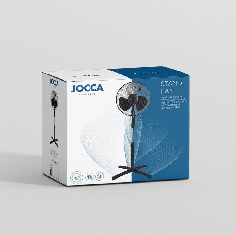 Jocca – Standventilator 40 W/ 3 Geschwindigkeiten/Höhe 45 cm/ 90° neigbarer und oszillierender Kopf/