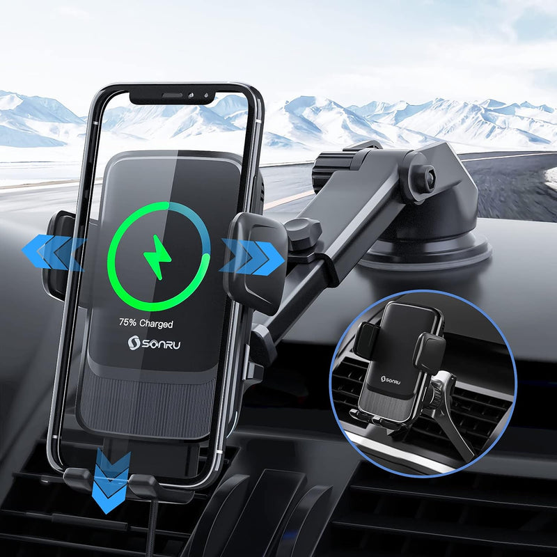 SONRU Handyhalterung Auto Mit Ladefunktion Induktives, Fast Wireless Charger Auto Lüftung/Saugnapf K