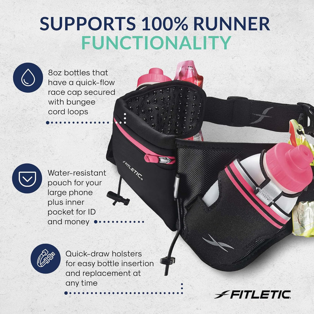 iFitness Hydration Gürtel schwarz schwarz 500 ml Taille L/XL S/M (24"-34") Schwarz / Pink, S/M (24"-