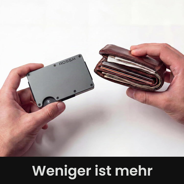 ROSSM Geldbörse Herren mit RFID-Schutz - Kartenetui Herren aus Kohlefaser und Metall mit Geldklammer