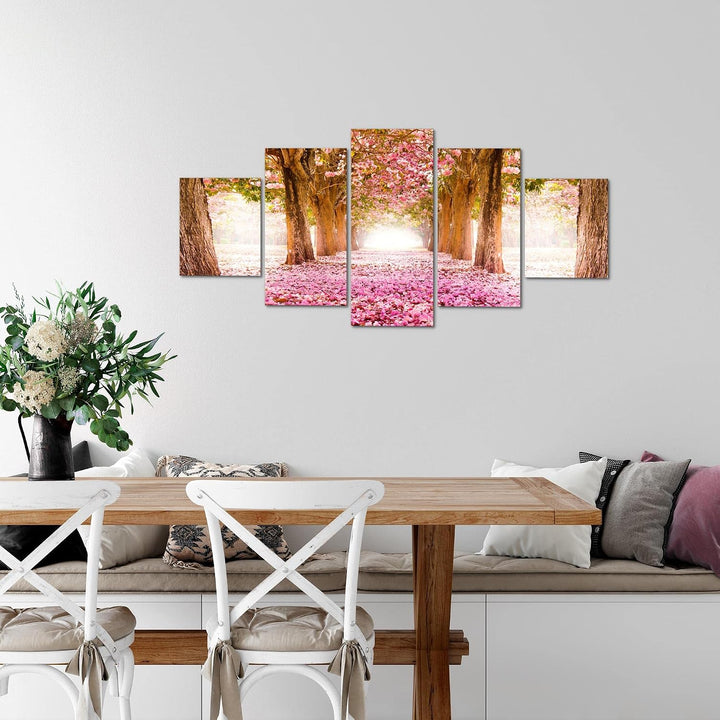 Runa Art Wandbilder Wald Landschaft 5 Teilig Bild auf Vlies Leinwand Deko Schlafzimmer Wohnzimmer Na