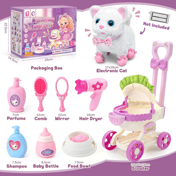 Tacobear Katzen Spielzeug Kinder 2 3 4 Jahre Kuscheltier Spielzeug Interaktives Haustier mit Elektro