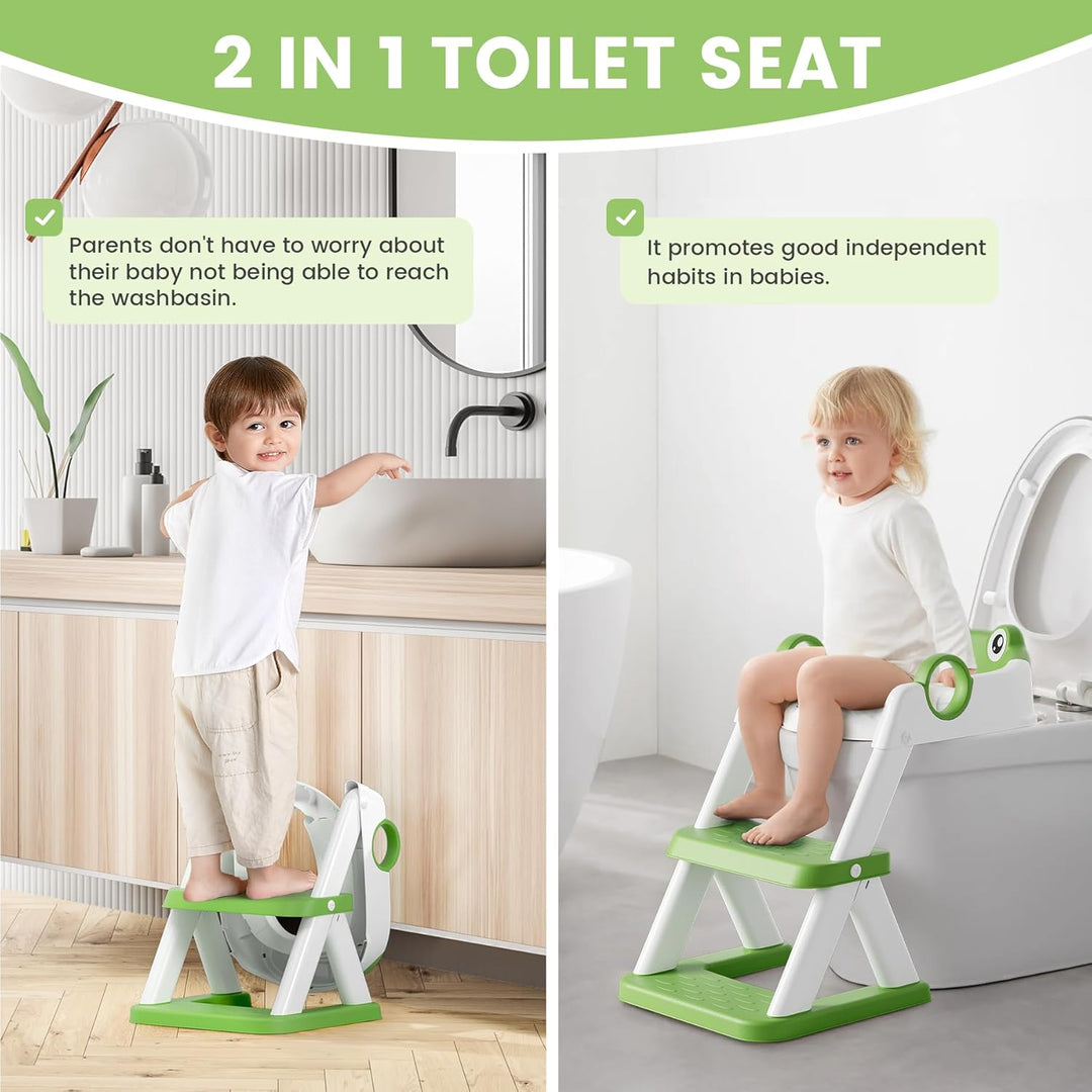 COOSEYA Frosch Kinder Toilettensitz, Toilettentrainer Toilettensitz für Kleinkinder, Upgrade Toilett