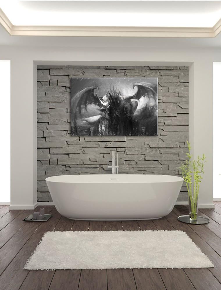 Pixxprint der Drache auf der Festung Kunst als Leinwandbild/Grösse: 100x70 / Wandbild/Kunstdruck/fer