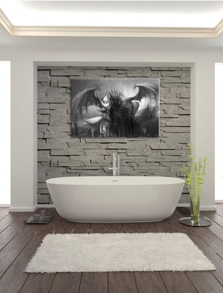 Pixxprint der Drache auf der Festung Kunst als Leinwandbild/Grösse: 100x70 / Wandbild/Kunstdruck/fer