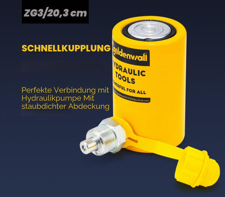 CGOLDENWALL Hydraulikzylinder 10T Einzelabschnitt Professioneller, Ultradünner, Hub 50 mm, Nutzfläch