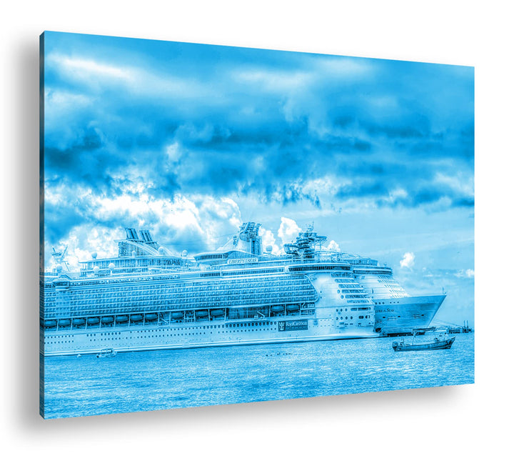 deyoli malerisches Kreuzfahrtschiff Format 80x60 Effekt: Monocrome Blau als Leinwandbild, Motiv fert
