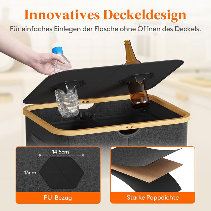 Lifewit 120L Pfandflaschen Sammelbehälter, Flaschen Organizer mit Deckel, Flaschensammler Leergut 2