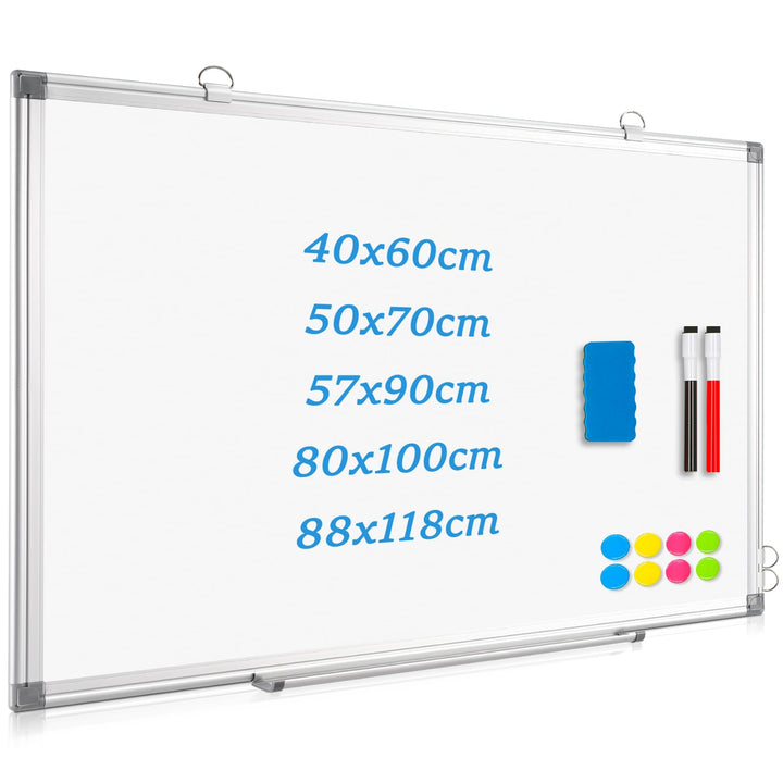Whiteboard Magnetisch, Magnettafel mit Aluminiumrahmen, 80×100cm Magnetwand White Board mit Stiftabl