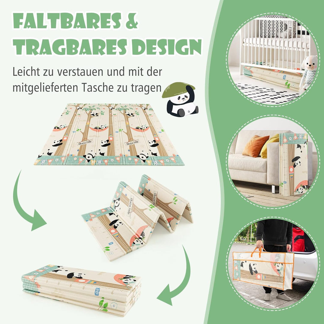 COSTWAY Baby Spielmatte faltbar, 200 x 180 cm Babymatte doppelseitig, Krabbelmatte aus XPE Material,