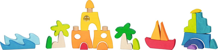 goki 58343 - Landschaftspuzzle Honolulu mit 3 Glitzersteinen - aus hochwertigem Ahornholz - goki Evo