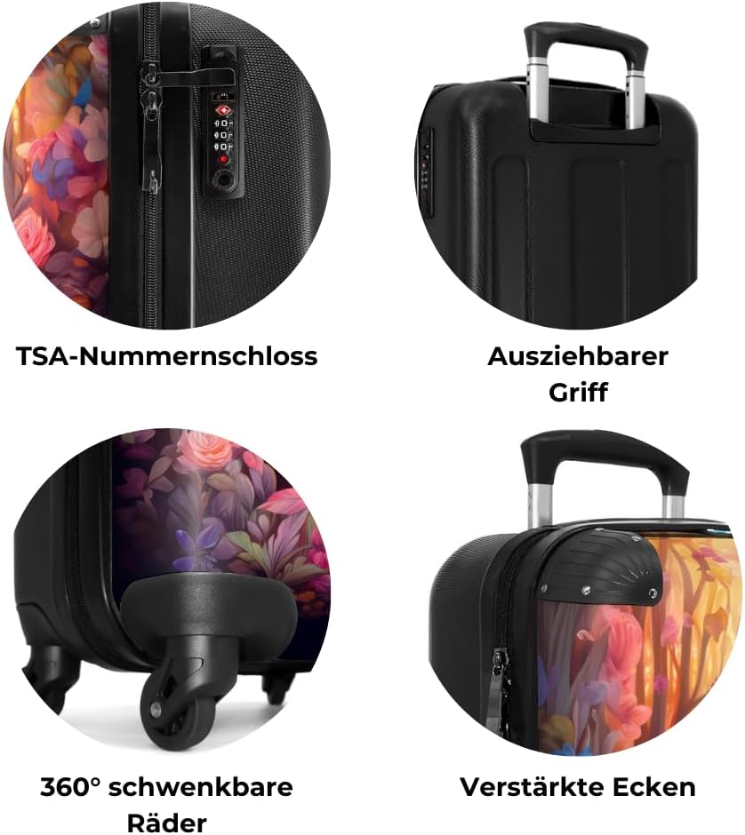 NoBoringSuitcases.com® Kinderkoffer Mädchen - Koffer Kinder Mädchen - Kleines REH mit Blumen - Kinde
