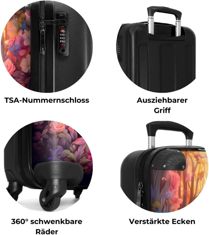 NoBoringSuitcases.com® Kinderkoffer Mädchen - Koffer Kinder Mädchen - Kleines REH mit Blumen - Kinde