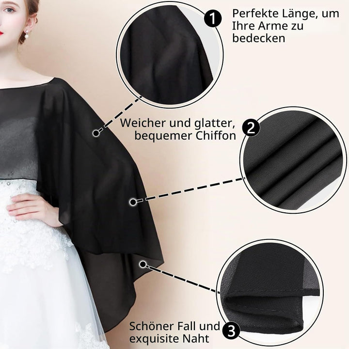 Ladiery Sheer Chiffon Capes Weiche Capelets für Frauen, leichte Tücher und Wraps für Abendpartykleid