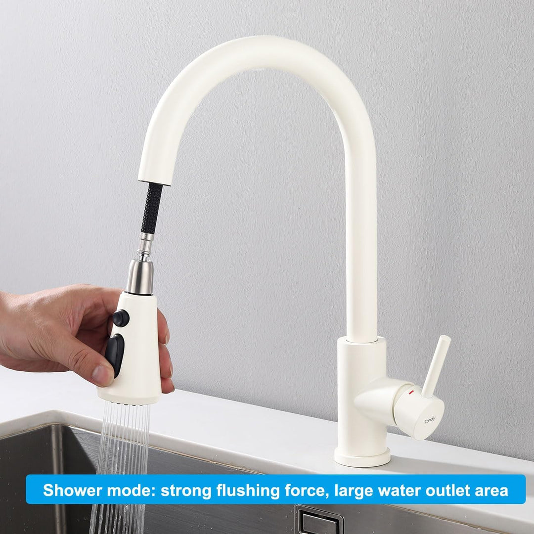 Wasserhahn Küche mit Ausziehbar Brause, Küchenarmatur mit 3 Strahlarten, 360° Drehbare Armatur Küche