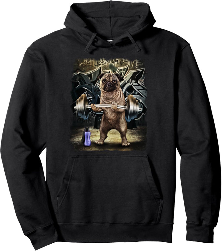 Mürrisches Mops-Gewichtheben Pullover Hoodie