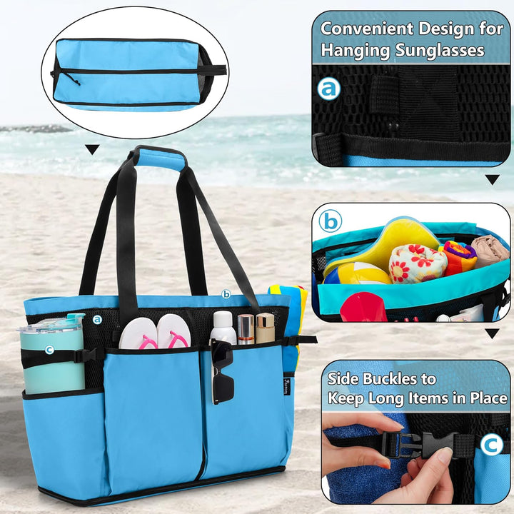 Fasrom Extra Grosse Netz Strandtasche, Übergrosse Strandtasche für Strandausflug (Patent Angemeldet)