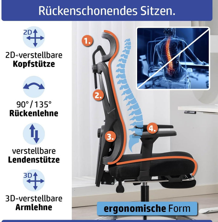 Bürostuhl Schreibtischstuhl | verstellbare Armlehnen & Kopfteil | 6 Modelle | Ergonomisch | stufenlo