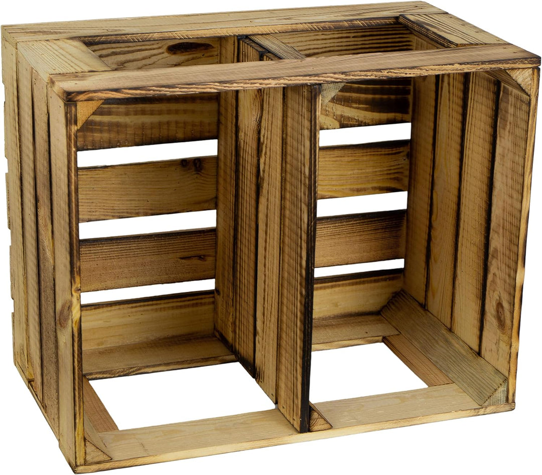 flambierte/geflammte Bücherregal - Schuhregalkiste mit Zwischenbrett/Mittelbrett Einlage ca 50x40x30