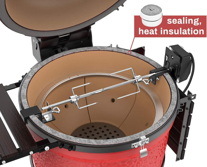 Onlyfire Grillspiess Set aus Edelstahl Drehspiess mit Elektromotor, Kompatibel für Large XLarge BGE,