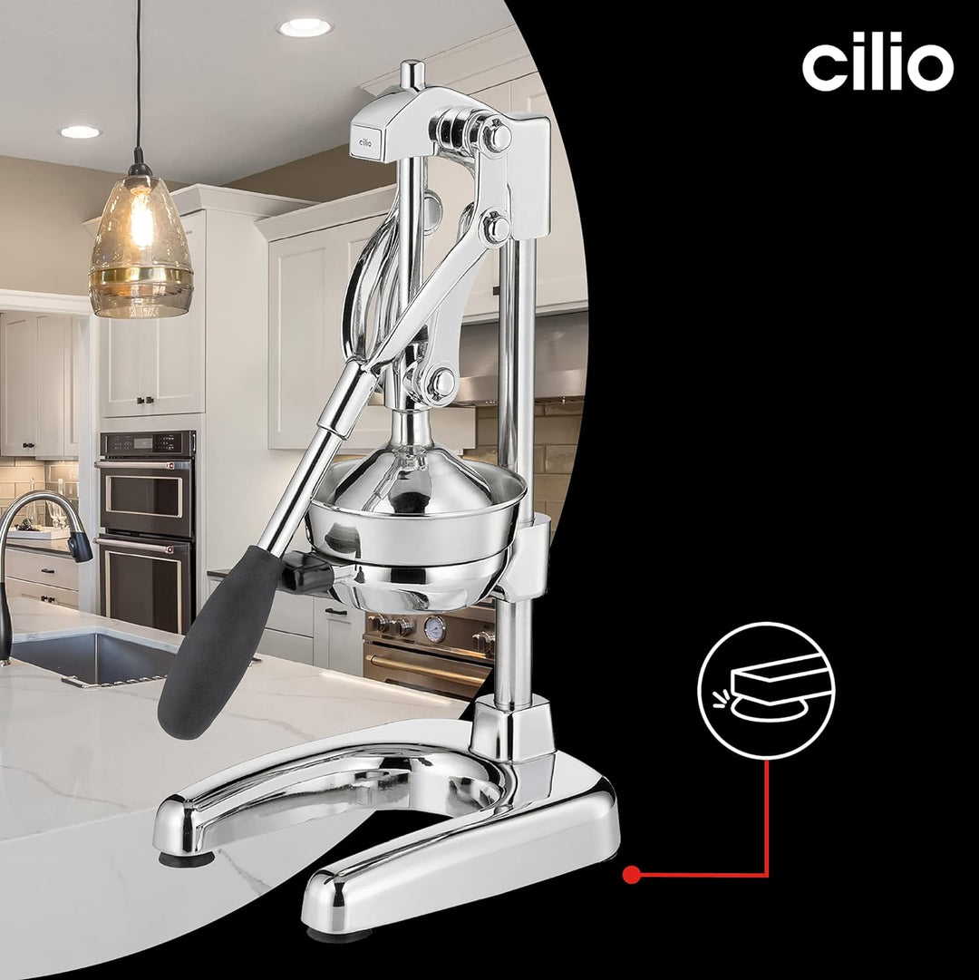 Cilio AMALFI Saftpresse Manuell | rostfreier Edelstahl | Zitruspresse Handpresse für 25% mehr Saft |