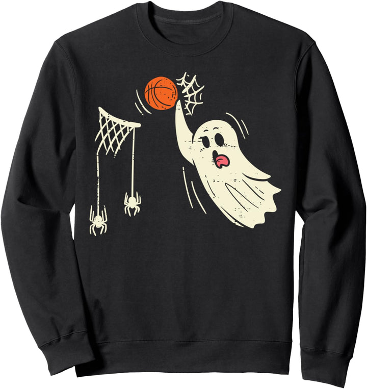Ghost Basketball Dunk Spider Web Ring Halloween Jungen Herren Sweatshirt